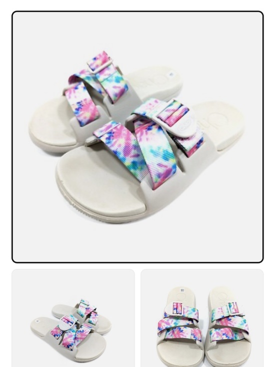 Chaco Shoes - Chaco Chillos Slides Tie-Dye Strap Sandals - White Size 9